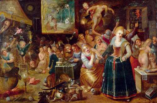 Appraisal: FRANCKEN HIERONYMUS II Antwerp Attributed The witch's kitchen Oil on