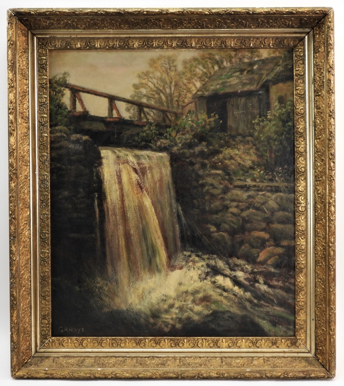 Appraisal: GEORGE A HAYS SEEKONK WATERFALL LANDSCAPE PAINTING Rhode Island Massachusetts