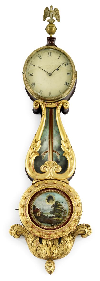 Appraisal: Mahogany and parcel gilt girandole banjo clock lemeul curtis concord