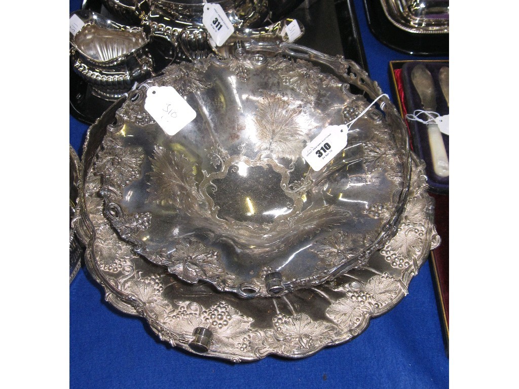 Appraisal: Lot comprising two silver plated cake baskets