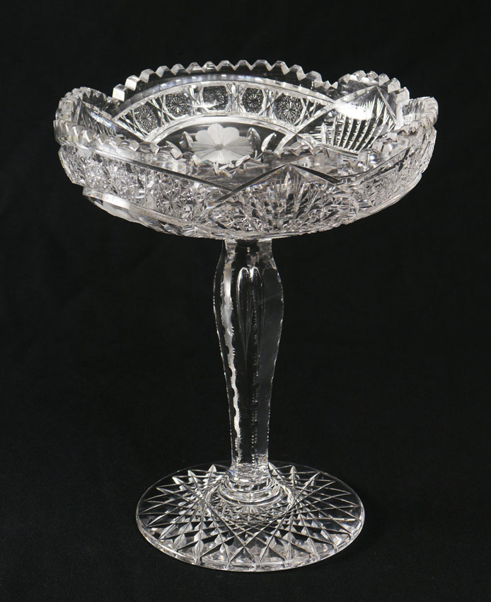 Appraisal: AMERICAN BRILLIANT CUT GLASS COMPOTE The bowl in an all