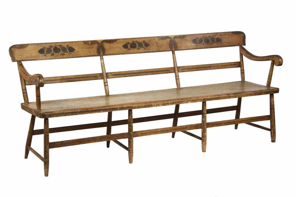 Appraisal: EARLY DEACON'S BENCH - Early Deacon's Bench in mustard yellow