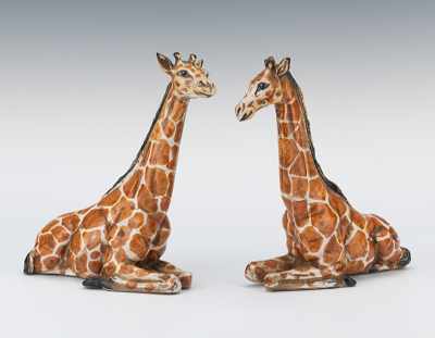 Appraisal: A Pair of Meiselman Giraffes Italian th Century Hollow terracotta