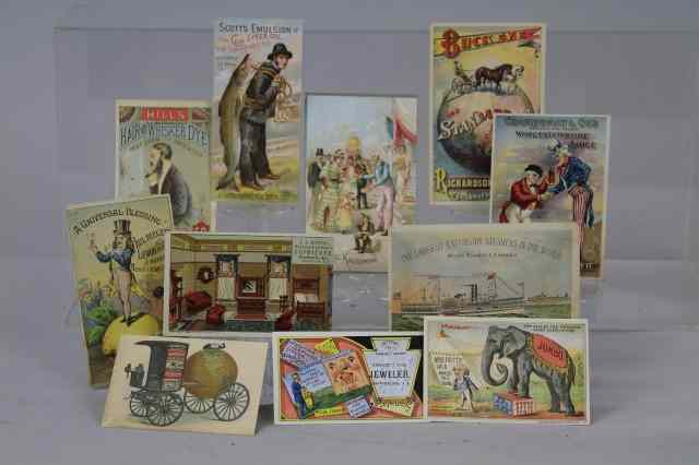 Appraisal: GROUPING OF EARLY TRADE CARDS Varied company ads each card