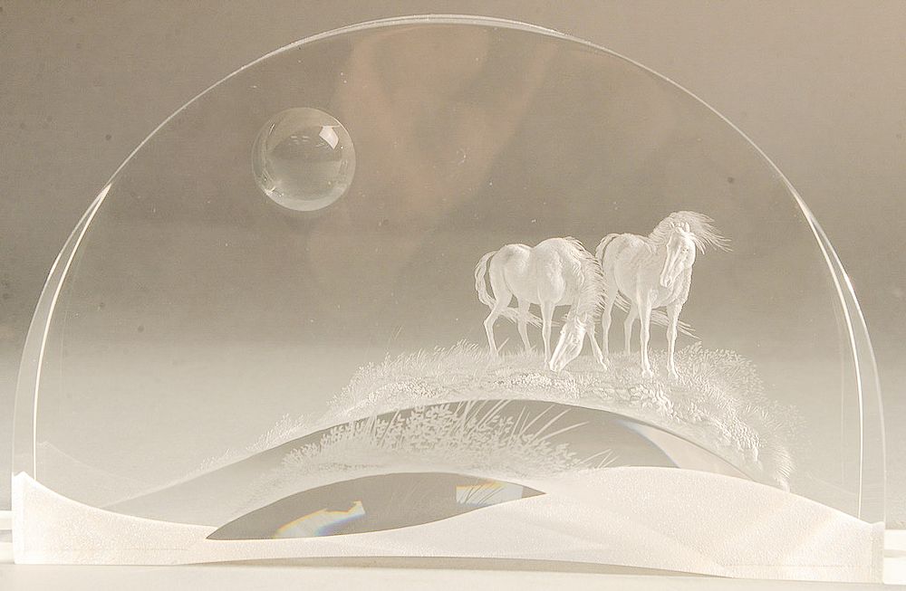 Appraisal: Steuben glass sculpture Western Horses designed by Charlotte - Linnea