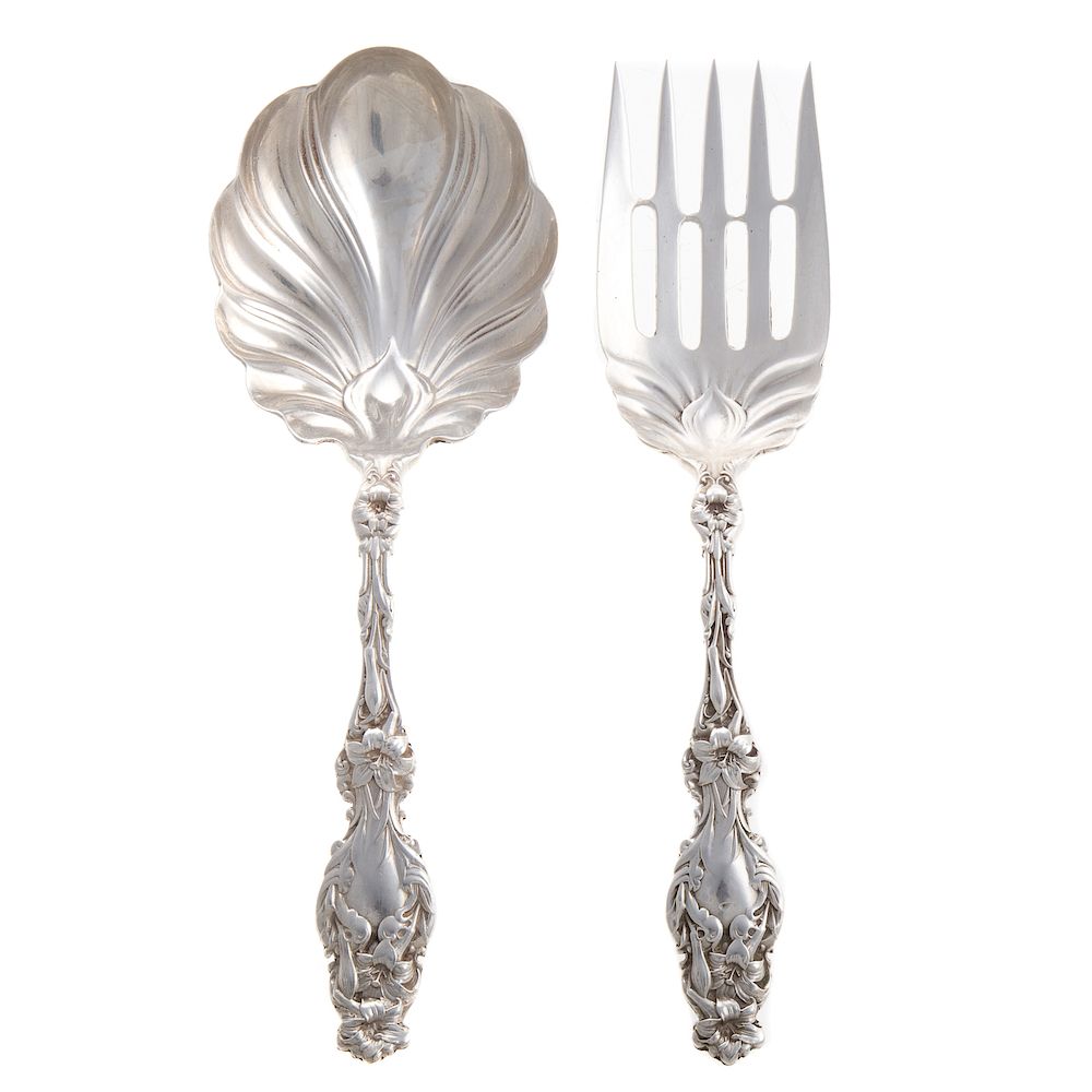 Appraisal: Whiting Lily Sterling -pc Salad Set Solid sterling salad serving