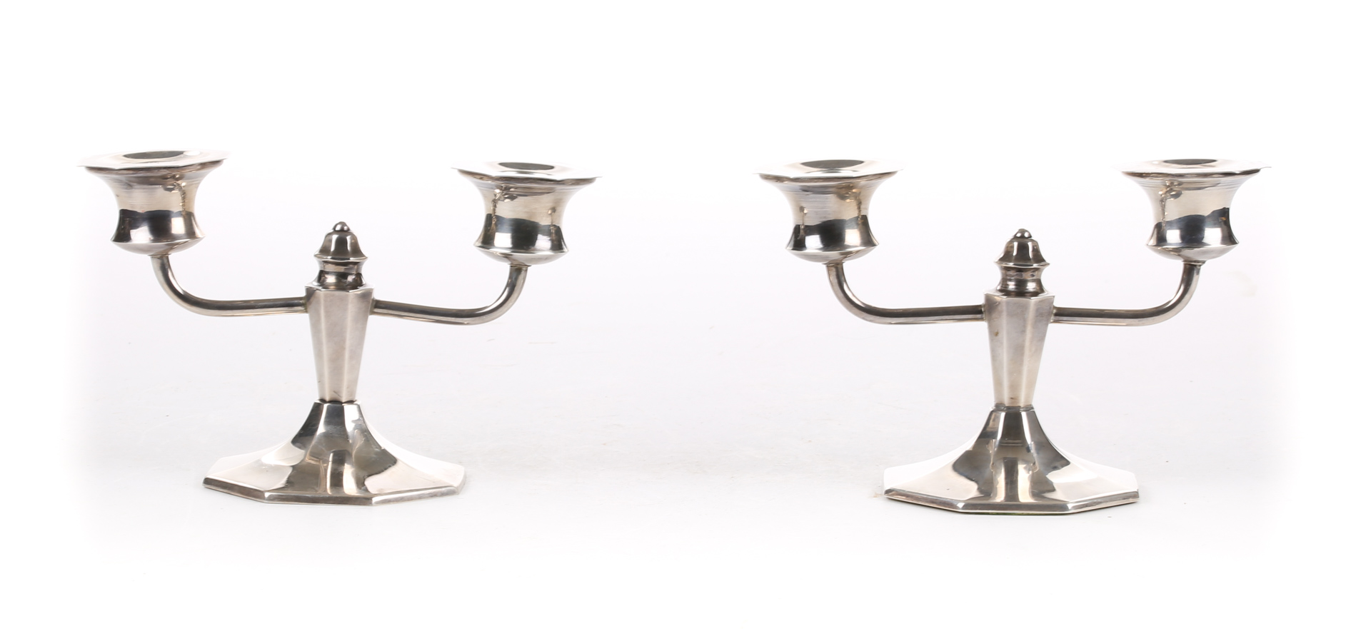 Appraisal: Pair of Japanese silver candlesticks by K Uyeda weighted silver