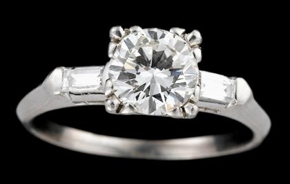 Appraisal: Platinum diamond engagement ringSingle round cut diamond approximately carat prong