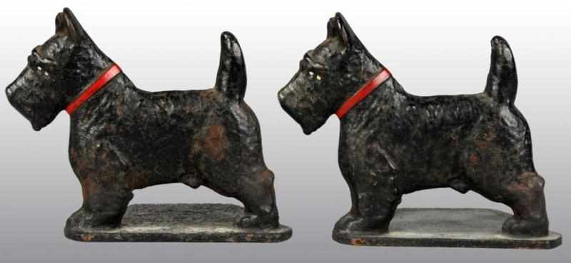 Appraisal: Cast Iron Standing Scottie Bookends Description Marked Spencer Guilford CT