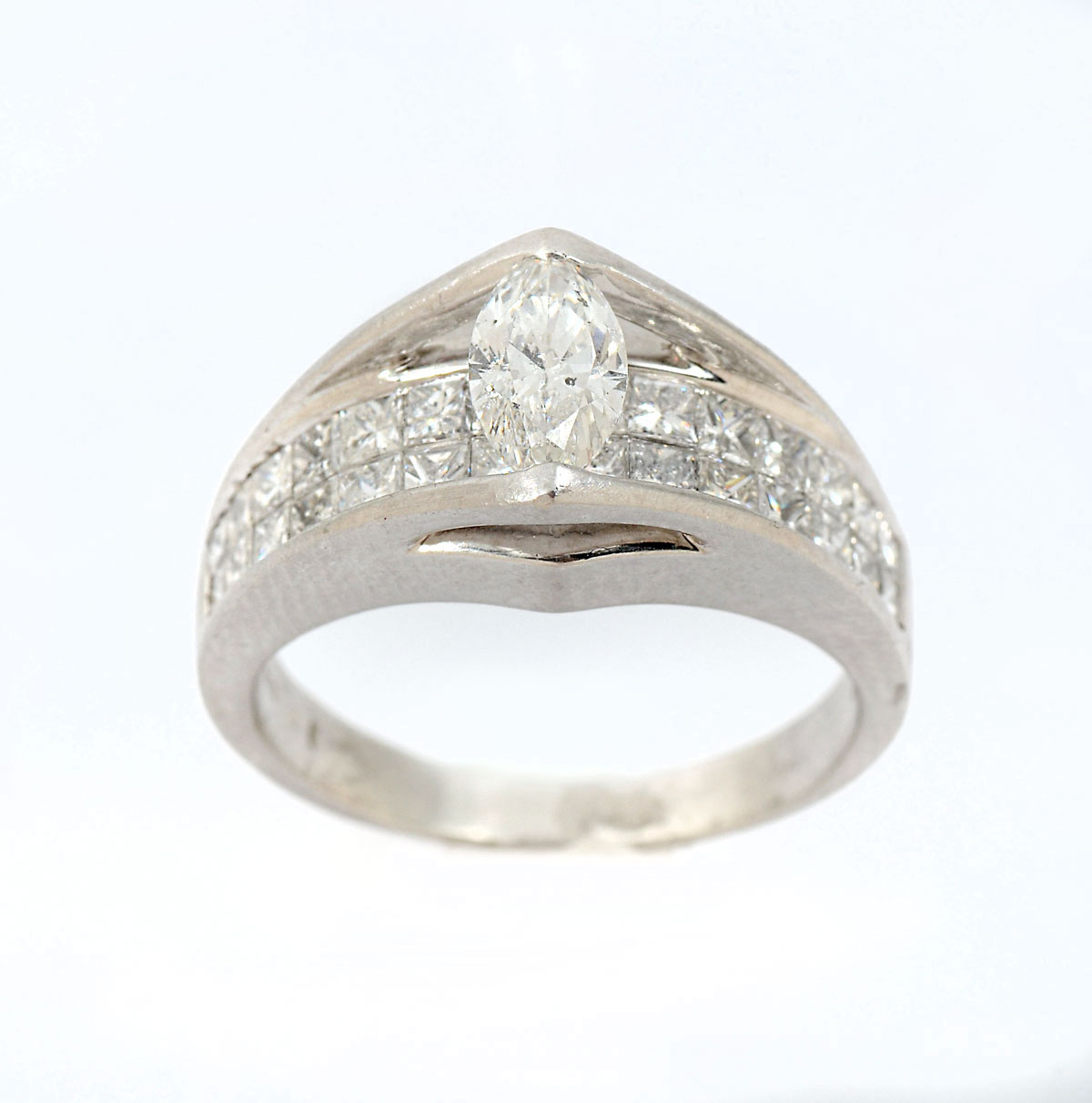 Appraisal: CTW DIAMOND PLATINUM RING CT Marquise brilliant cut Marquise floats