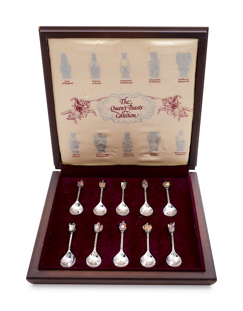 Appraisal: A Set of The Queen's Beasts Collection Silver Spoons Toye