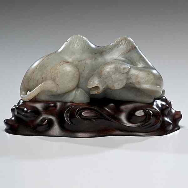 Appraisal: Chinese Carved Jade Camel Chinese th century A figure of