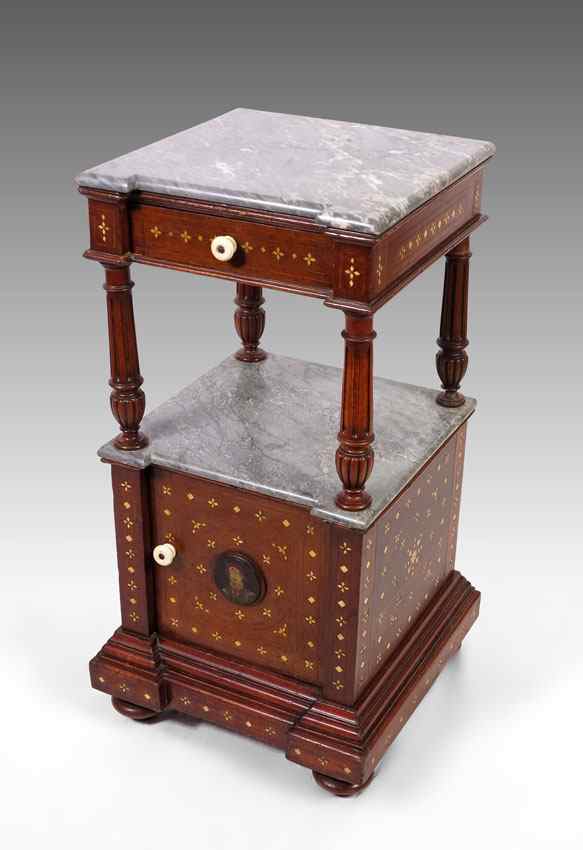 Appraisal: INLAID NIGHTSTAND FROM KING ALPHONSO XIII OF SPAIN Reputedly brought