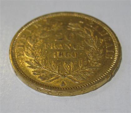 Appraisal: French franc gold coins Napoleon III pcs