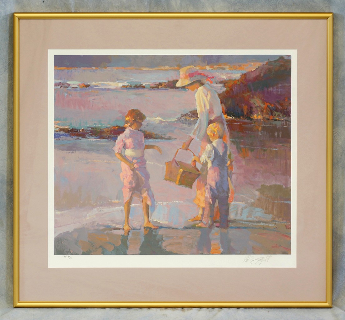 Appraisal: Don Hatfield serigraph Lending a Hand signed and numbered AP