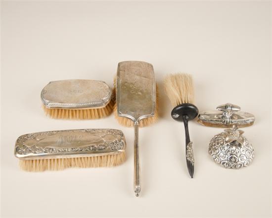 Appraisal: Six Miscellaneous Sterling Items three brushes a whisk with an