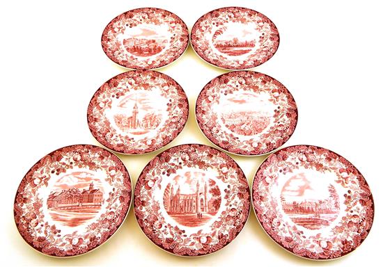 Appraisal: th C Wedgwood red and white transferware dinner plates depicting