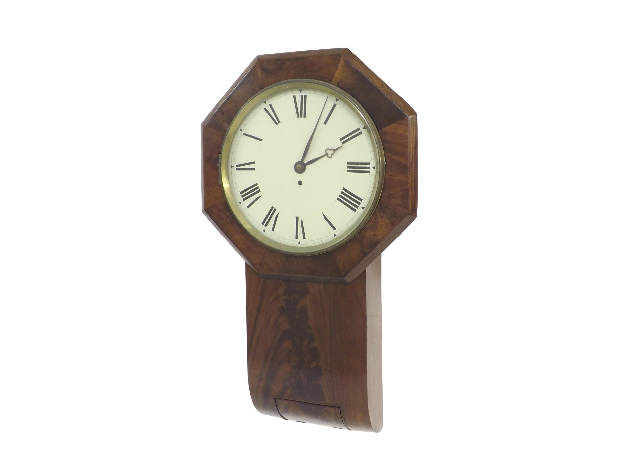 Appraisal: Mahogany single fusee drop dial wall clock within an octagonal