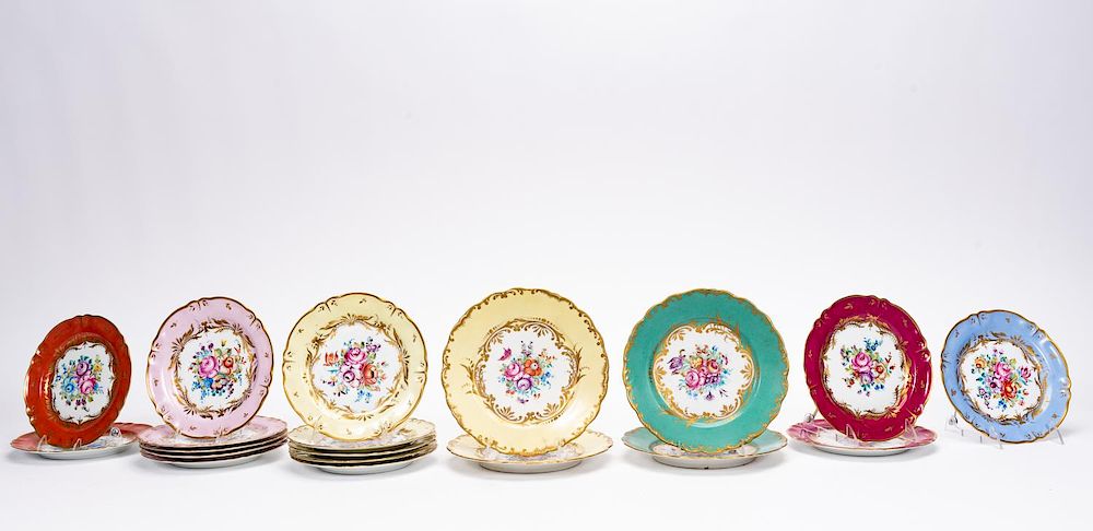 Appraisal: Set Limoges Floral Motif Porcelain Plates Mid to late th