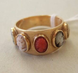 Appraisal: A gold mounted cameo half hoop ring mounted with five