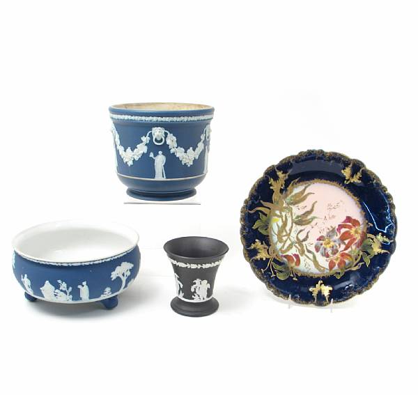 Appraisal: A group of European ceramics comprising four pieces of jasperware