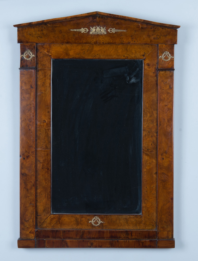 Appraisal: German Neoclassical Burl Walnut Mirror x x in Estimate -