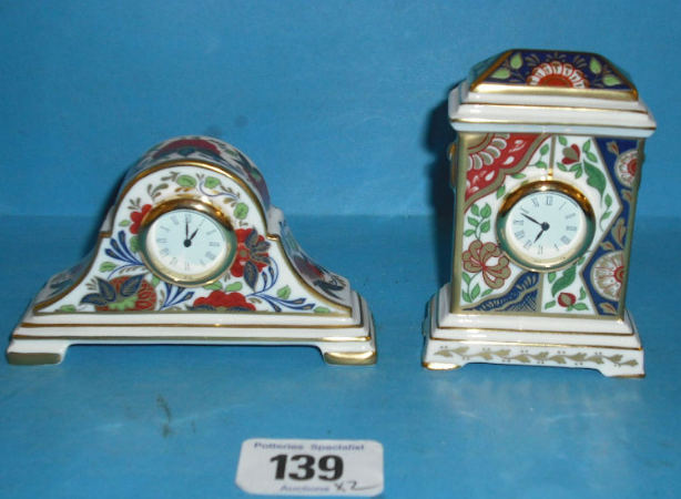 Appraisal: Royal Crown Derby Ashbourne Hakiu miniature Clock and Buxton Kimono