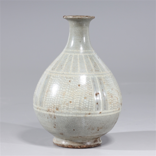 Appraisal: Small Korean celadon glazed vase with geometric designs to exterior