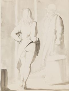 Appraisal: REGINALD MARSH AMERICAN - Cheeky Girl ink wash and graphite