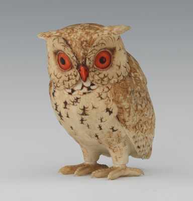 Appraisal: A Carved Ivory Figurine of an Owl Apprx - H