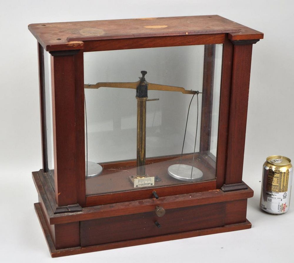 Appraisal: Cased Scientific Jewelers' Scale WM Welch Scientific Company Chicago Glass