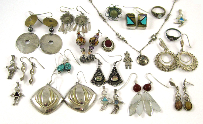 Appraisal: THIRTY-THREE ARTICLES OF SILVER JEWELRY including eleven pairs of earrings