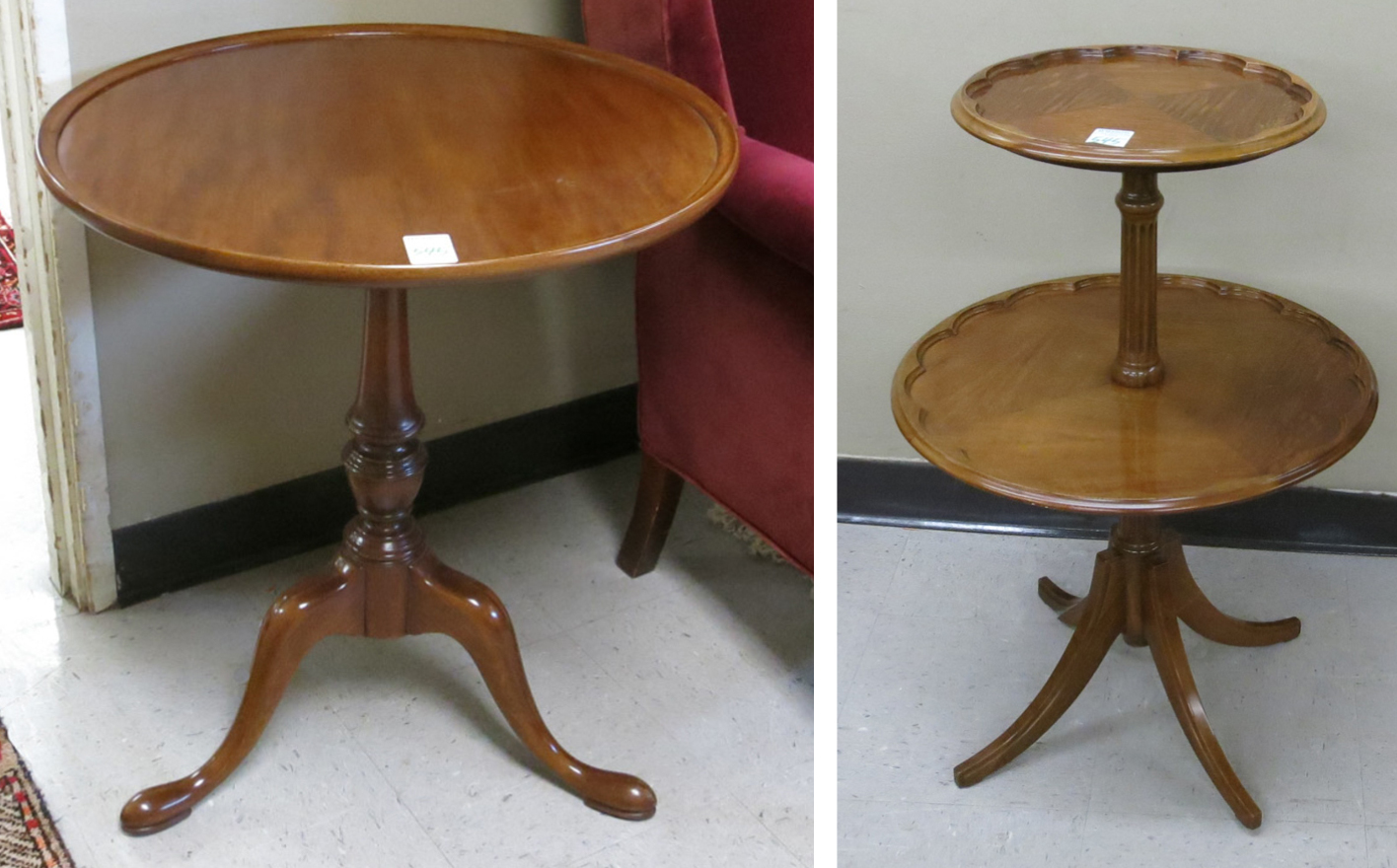 Appraisal: TWO MAHOGANY LAMP TABLES American mid- th century including Federal