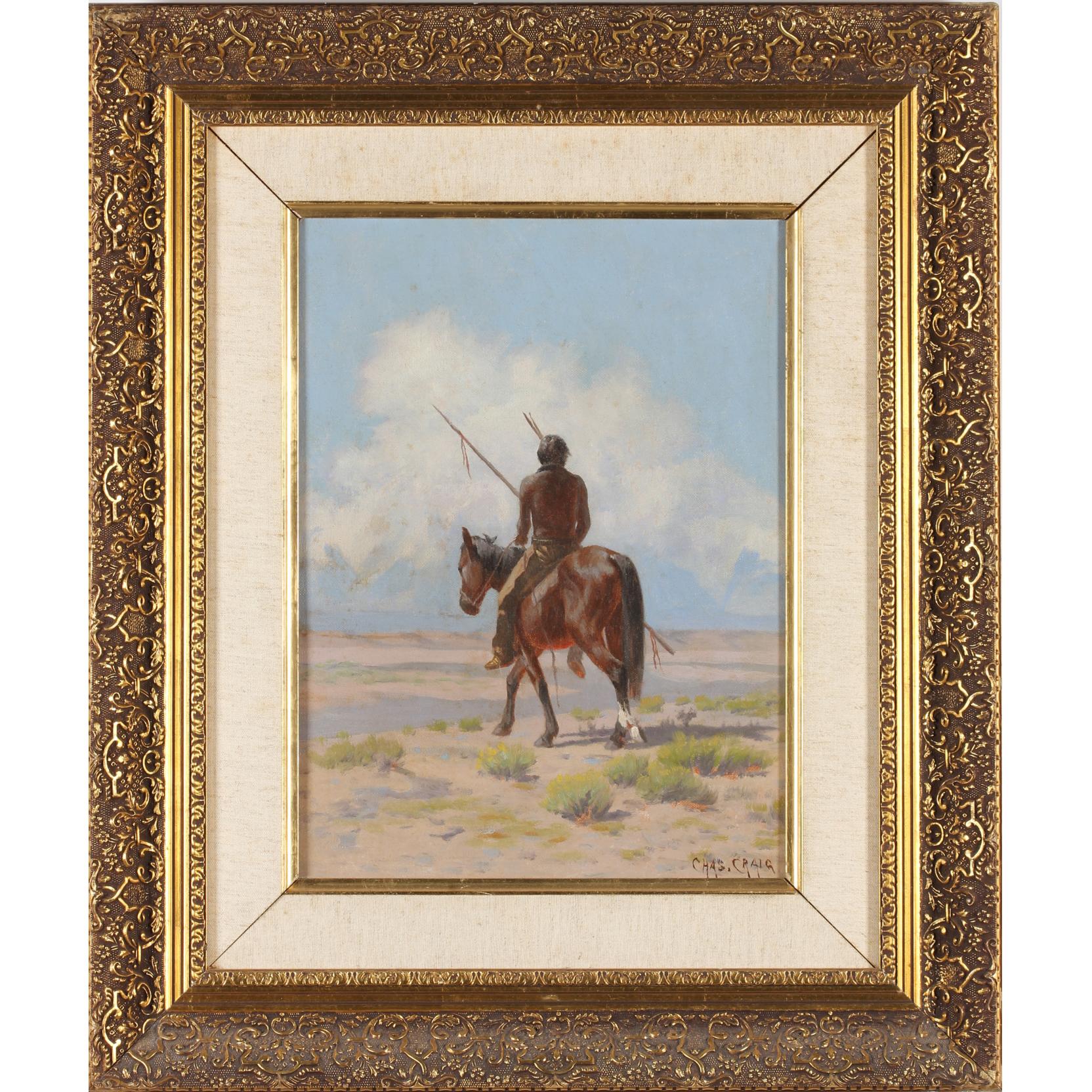 Appraisal: Charles Craig CO OH - Mounted Sentinel oil on canvas