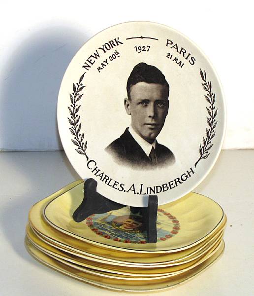 Appraisal: Lindbergh porcelain plates Lot features six 's era plates with