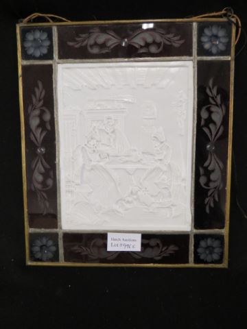 Appraisal: Antique Porcelain Lithopane family at the table image area x