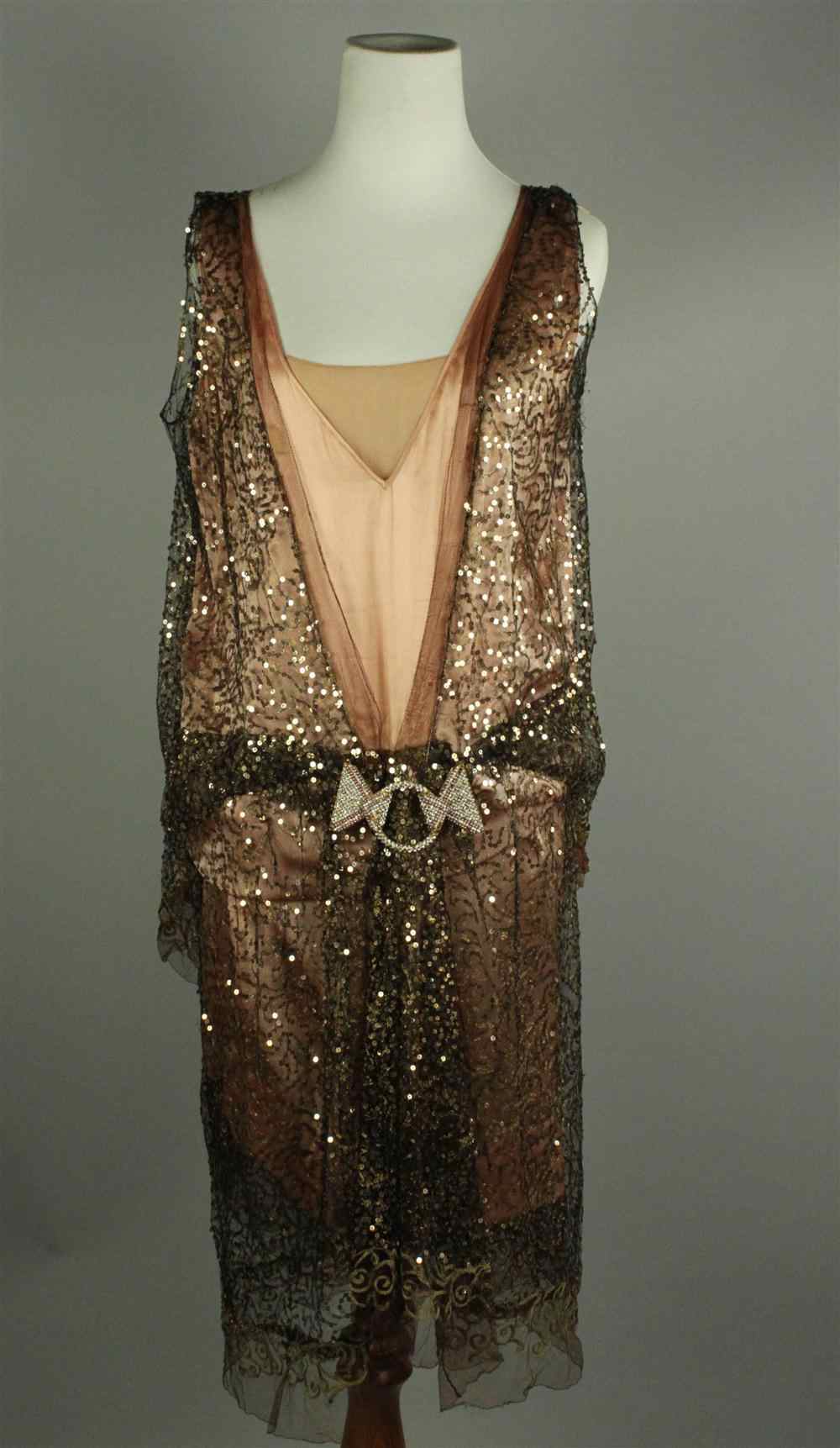 Appraisal: GROUP OF VINTAGE EVENING WEAR including a black crepe flapper