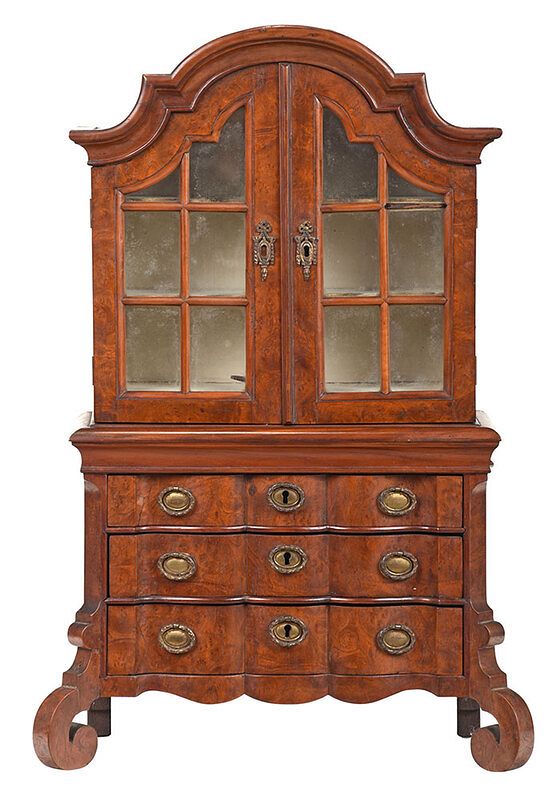 Appraisal: Dutch Baroque Style Miniature Cupboard Continental late th century burled