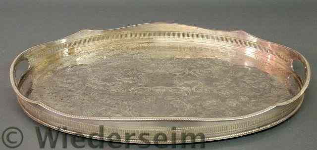 Appraisal: Oval serving tray by Sheffield with a reticulated border h