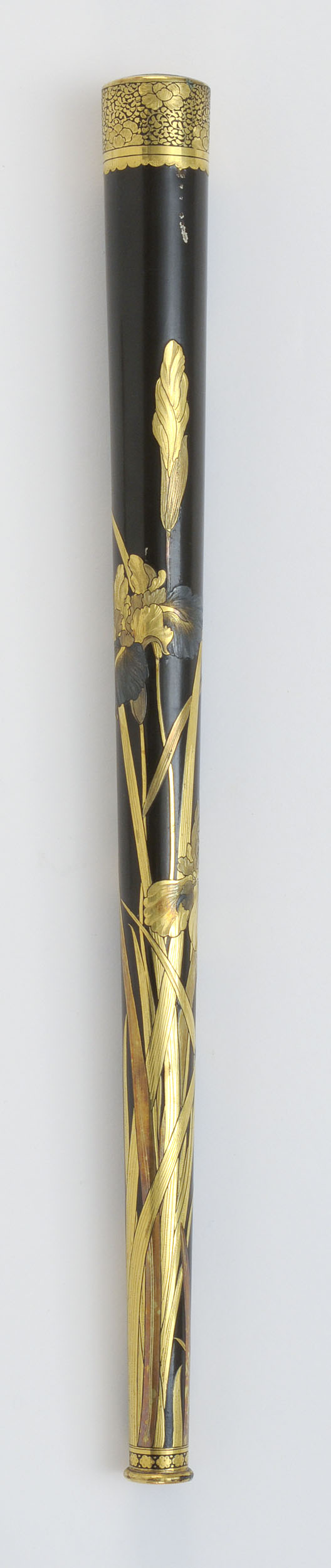 Appraisal: KOMAI SILVER AND GILT SENTOKU UMBRELLA HANDLE In iris design