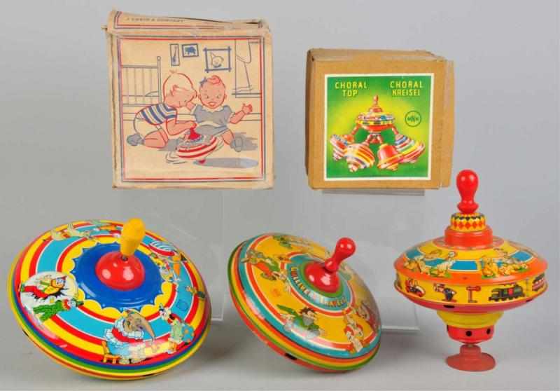 Appraisal: Lot of Tin Litho Top Toys American and German Working