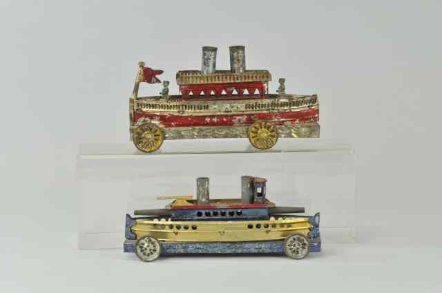 Appraisal: LOT OF TWO SHIP PULL TOYS Made of tin spirit