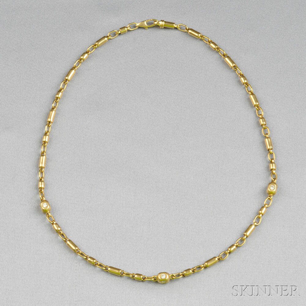 Appraisal: kt Gold and Diamond Chain composed of cylindrical links with