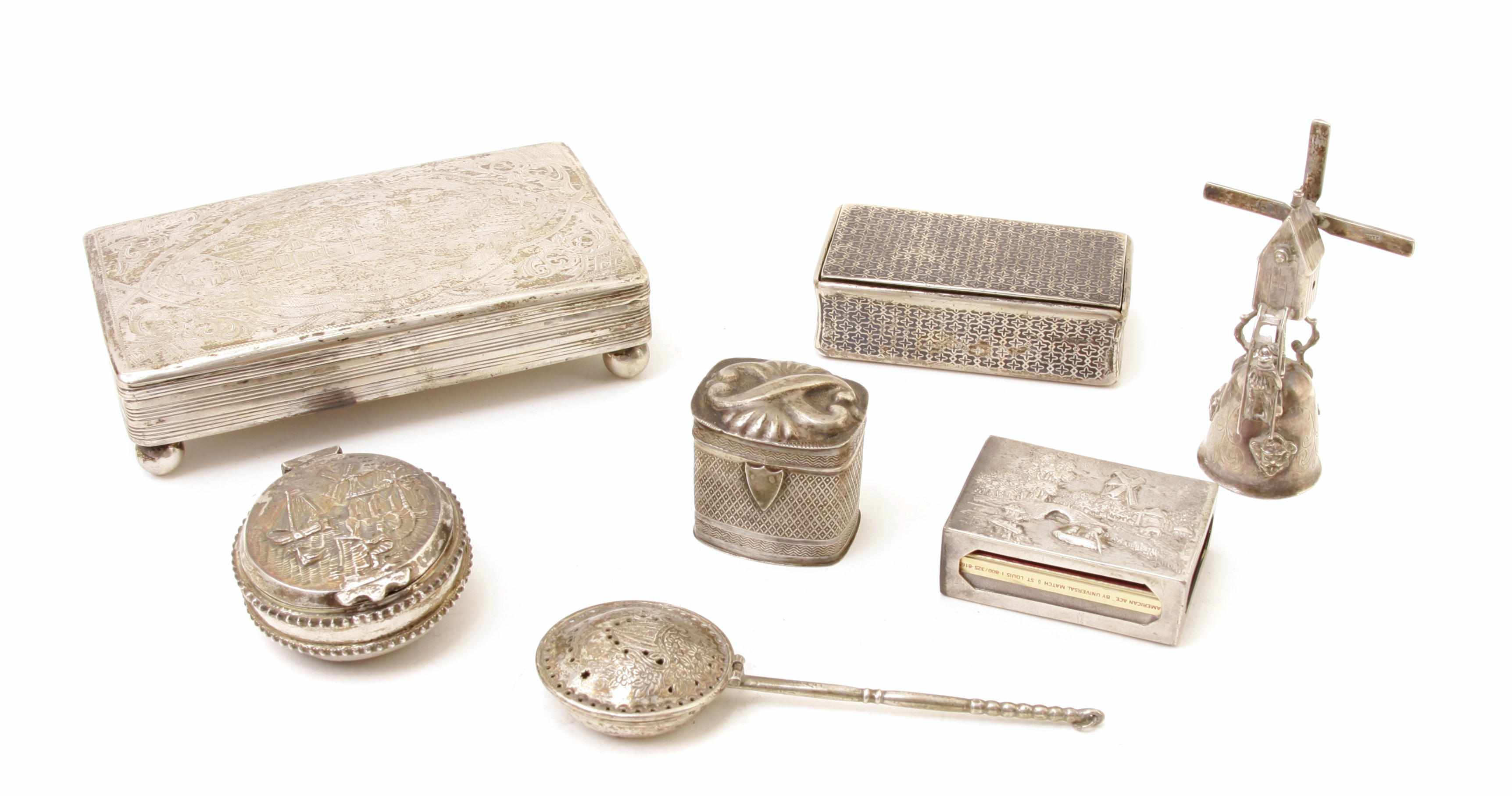 Appraisal: A group of Continental silver table articles Mostly Dutch th