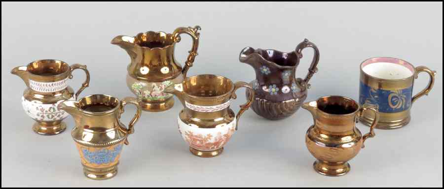 Appraisal: COLLECTION OF ENGLISH LUSTERWARE PITCHERS Tallest height '' Condition No