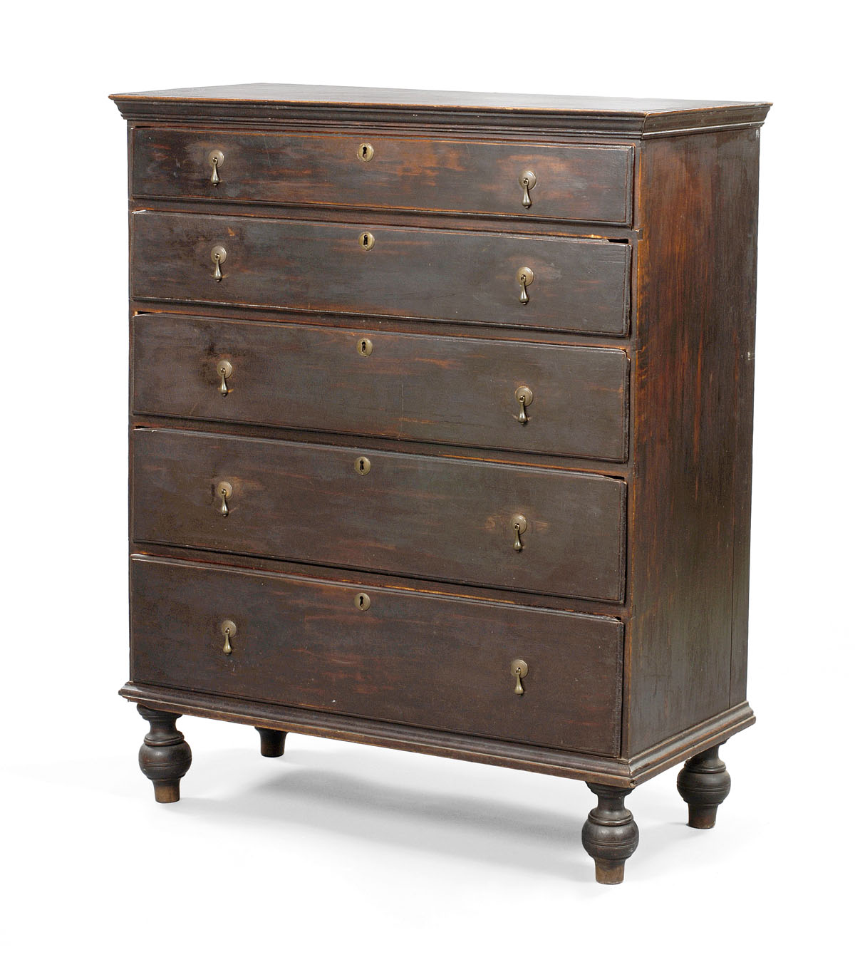 Appraisal: NEW ENGLAND WILLIAM AND MARY BIRCH TALL CHEST The rectangular