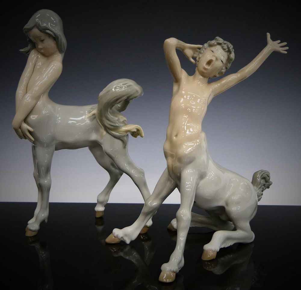 Appraisal: LLADRO FIGURES CENTAUR BOY GIRL A lot of Lladro Spanish