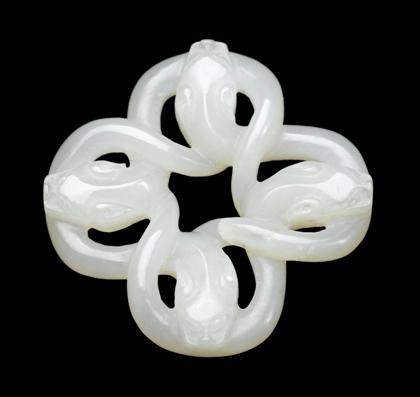 Appraisal: Chinese white jade pendant th century Single section carving of