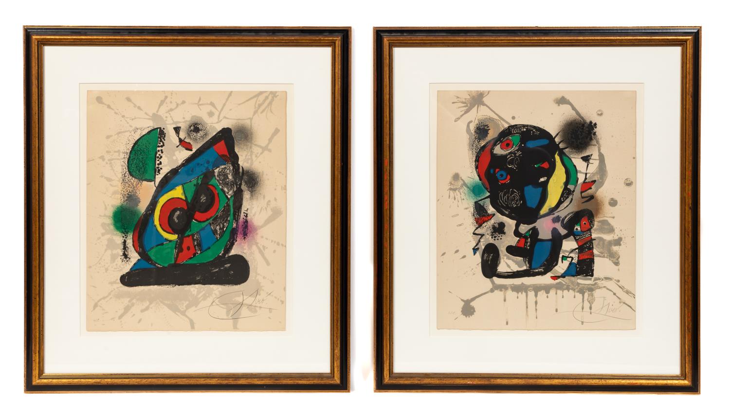 Appraisal: J MIRO LITHOGRAPHIE IV ABSTRACT LITHOGRAPHS Two Joan Miro Spanish