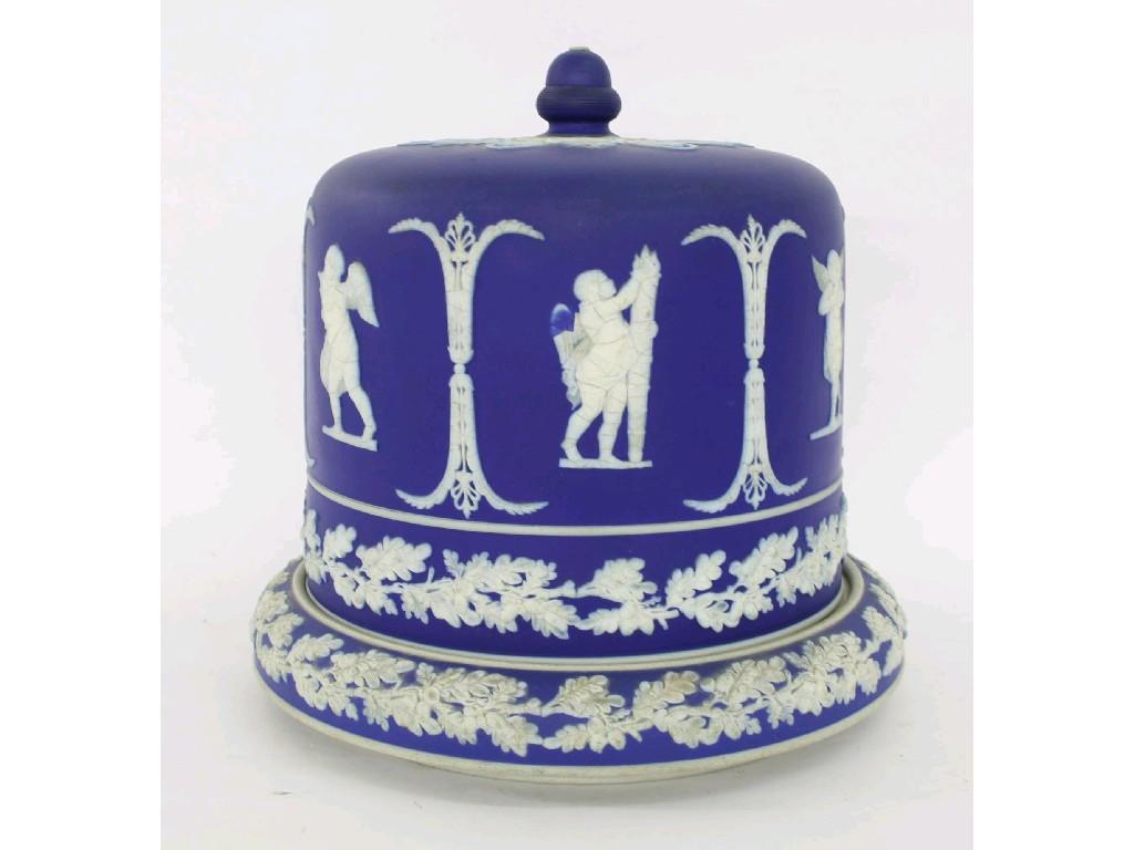 Appraisal: Wedgwood Jasperware cheese dish decorated in relief with cherubs and